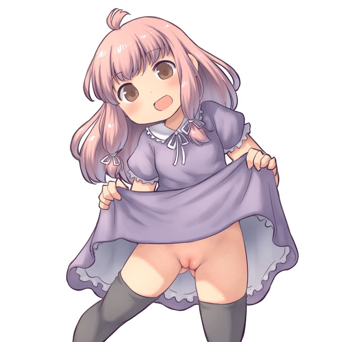 aaaa_(quad-a) dress loli nopan pussy skirt_lift thighhighs uncensored