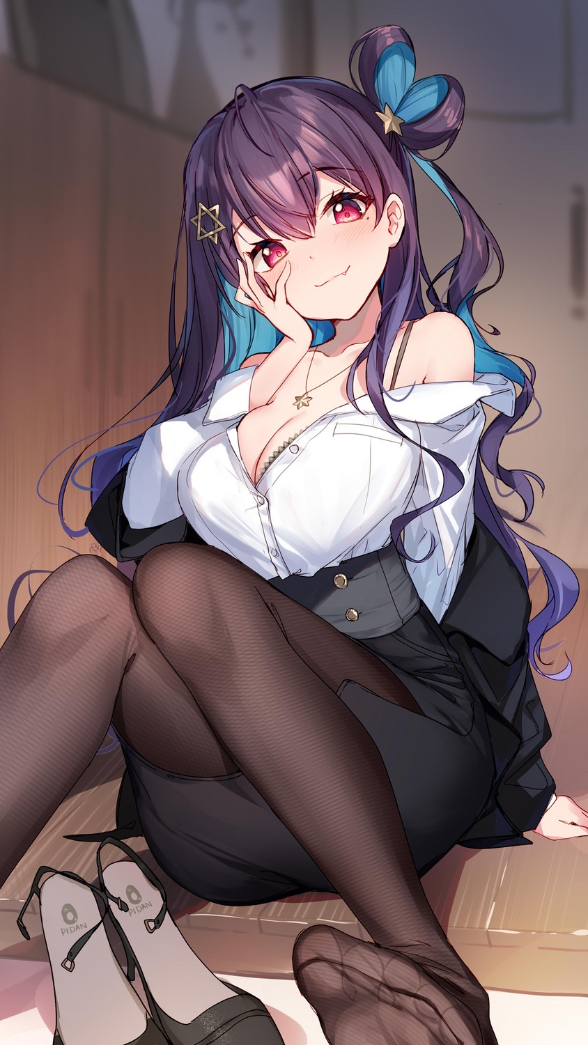 bison_cangshu bra business_suit feet open_shirt pantyhose