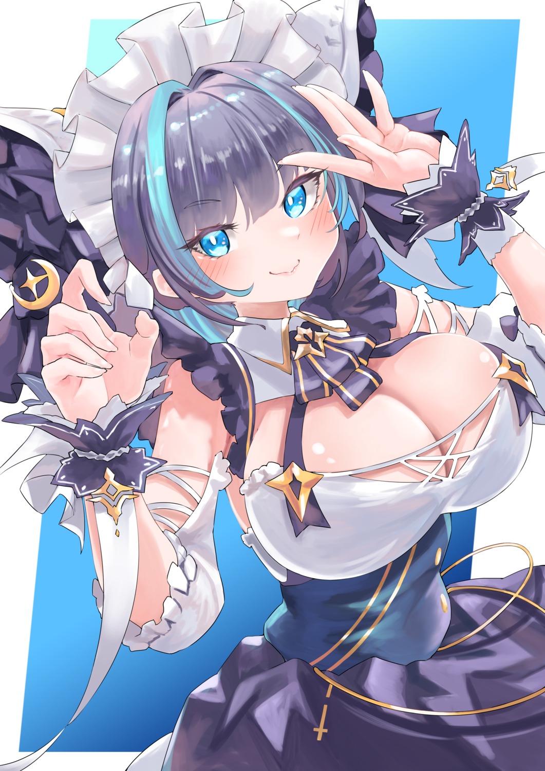 azur_lane cheshire_(azur_lane) maid no_bra take_yaki