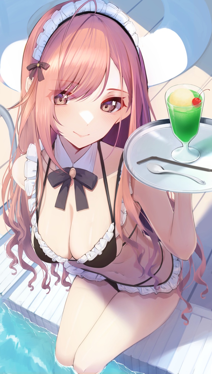 arisugawa_natsuha bikini maid megurumiru swimsuits the_idolm@ster the_idolm@ster_shiny_colors wet