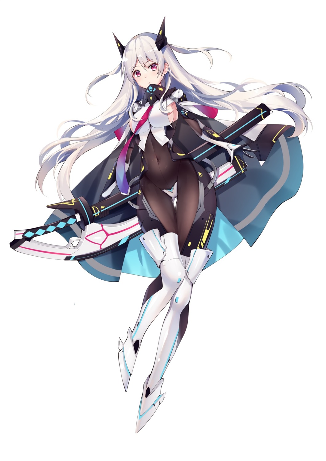 armor bodysuit cameltoe eol_9 horns mecha_musume no_bra see_through sword thighhighs