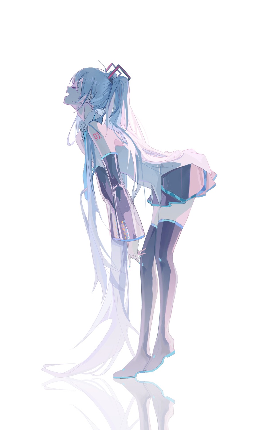 ake hatsune_miku tattoo thighhighs vocaloid