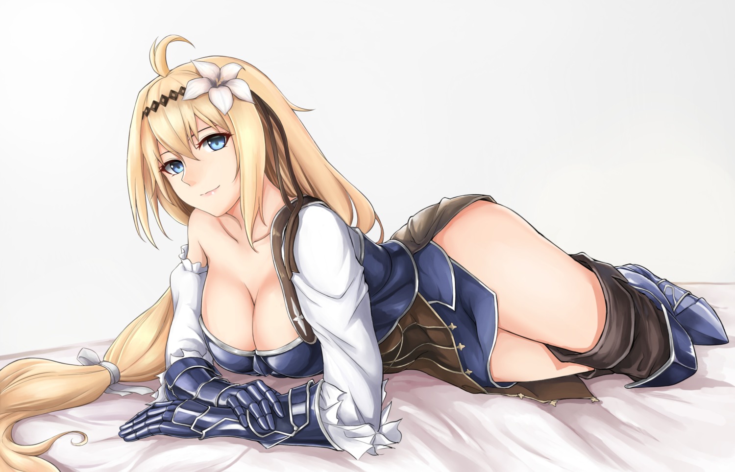 armor cleavage granblue_fantasy jeanne_d'arc jeanne_d'arc_(granblue_fantasy) terry_(artist) thighhighs