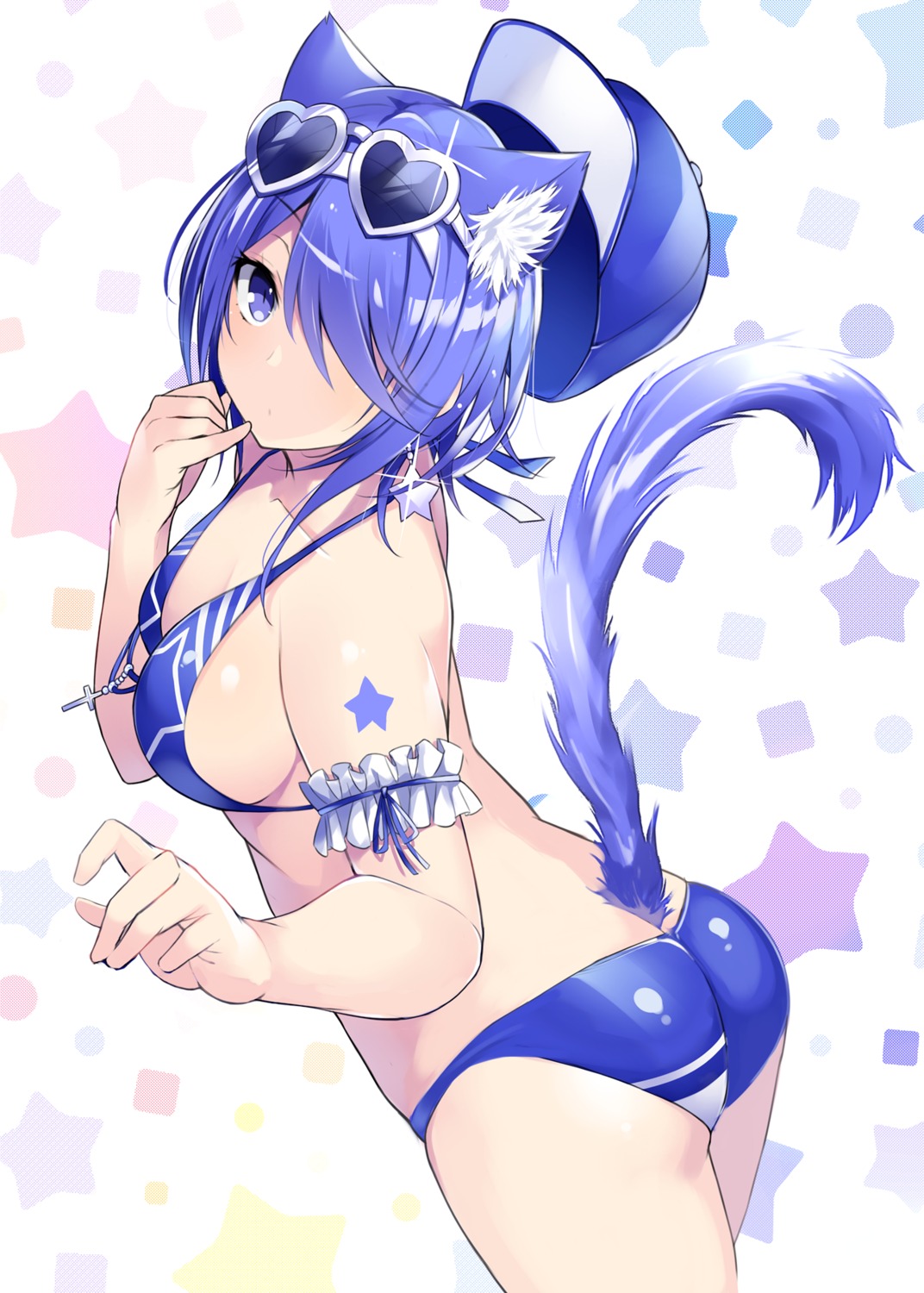 animal_ears ass bikini kurebayashi_noe megane nekomimi swimsuits tail