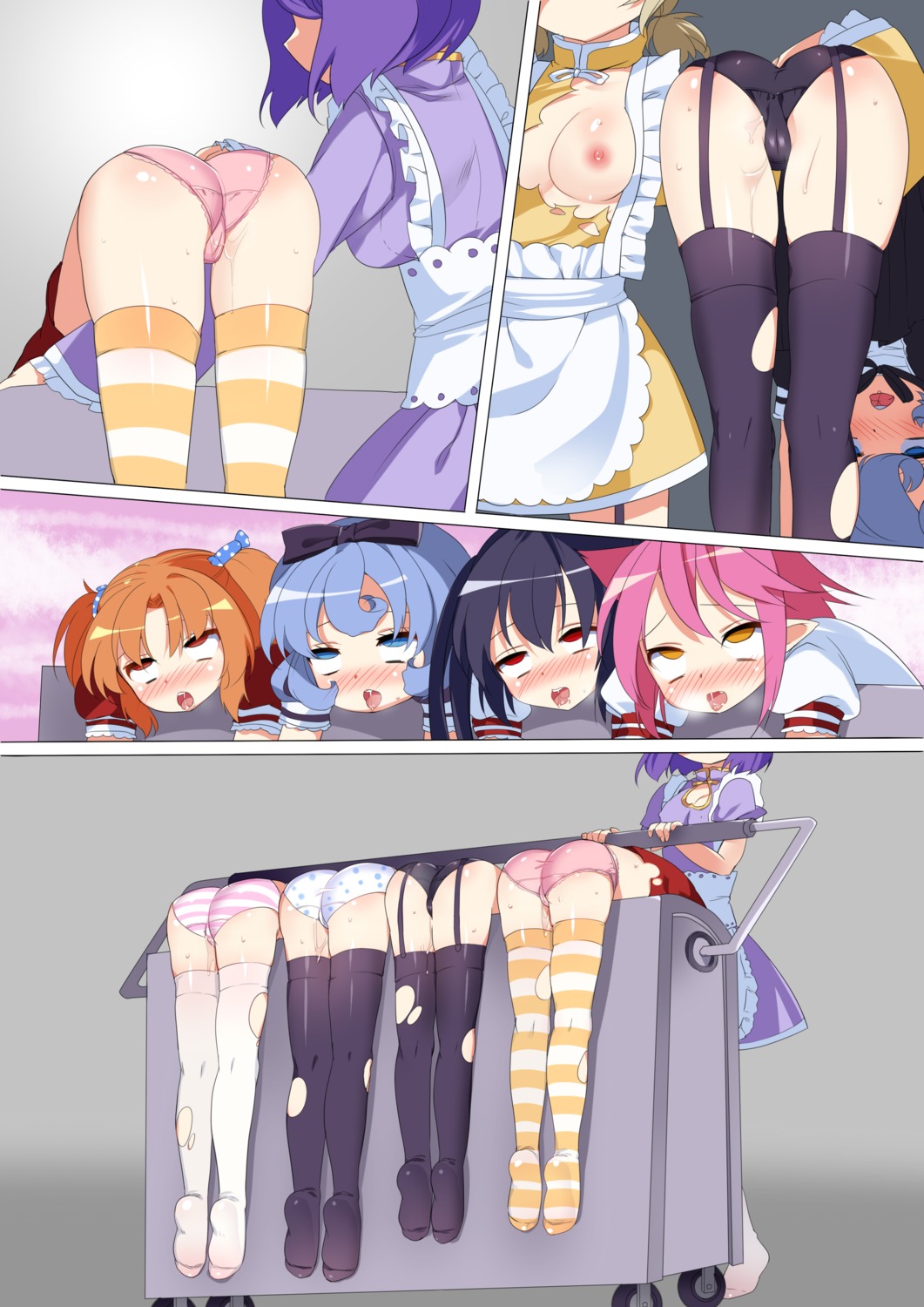 ass breasts cameltoe garter_belt loli m.vv maid nipples pantsu pussy_juice shimapan stockings thighhighs torn_clothes