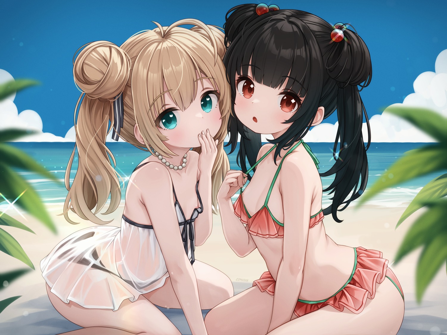 areola artist_revision bikini comodomodo loli see_through swimsuits undressing