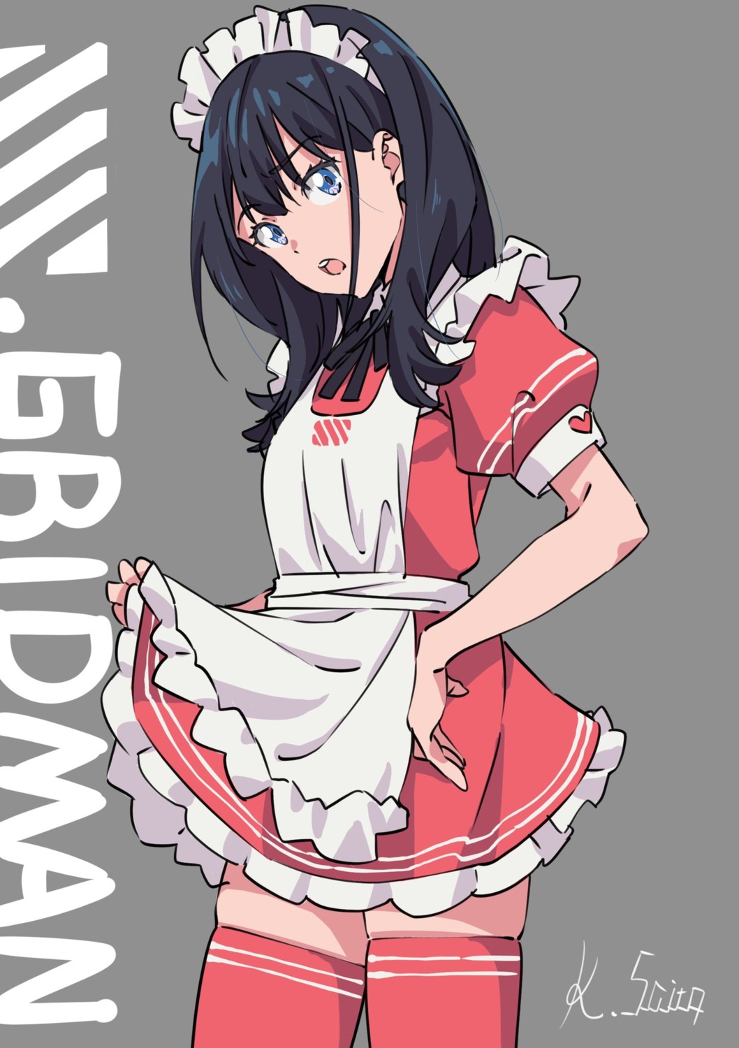 maid saitou_kengo skirt_lift ssss.gridman takarada_rikka