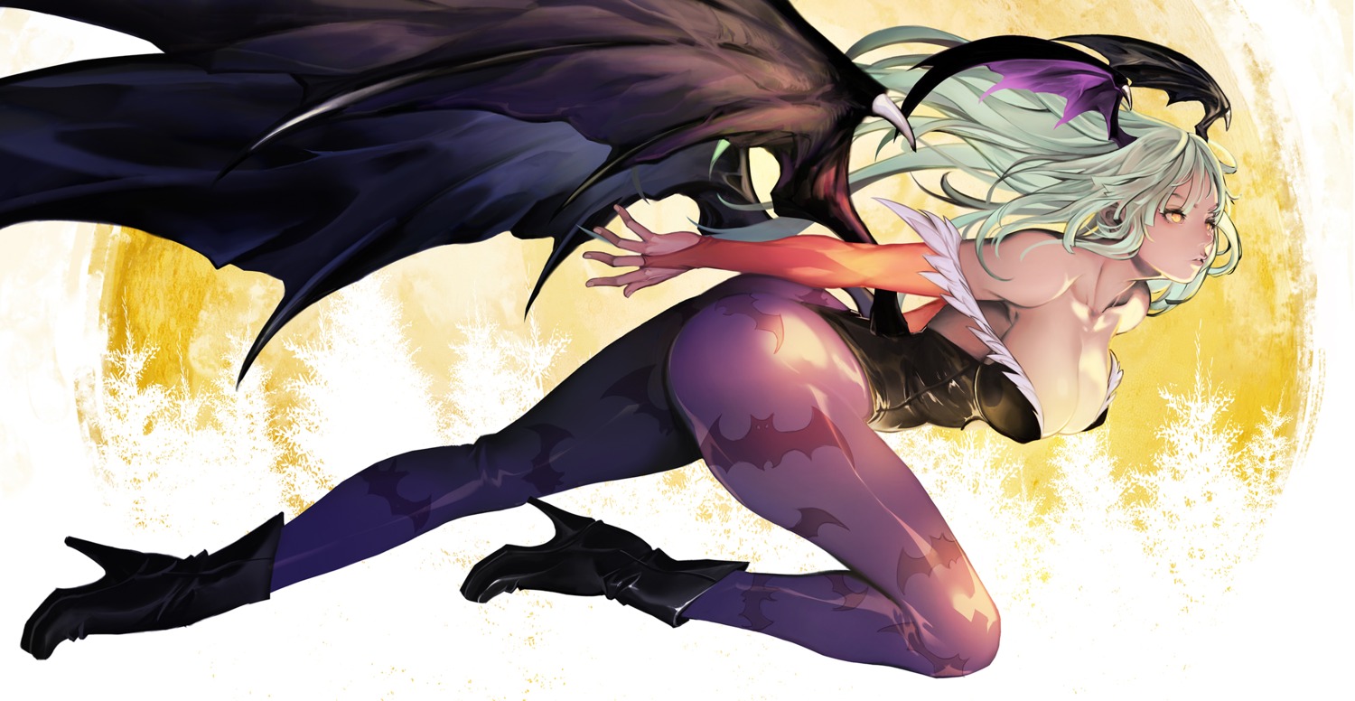 ass baby.g dark_stalkers erect_nipples heels leotard morrigan_aensland no_bra pantyhose wings