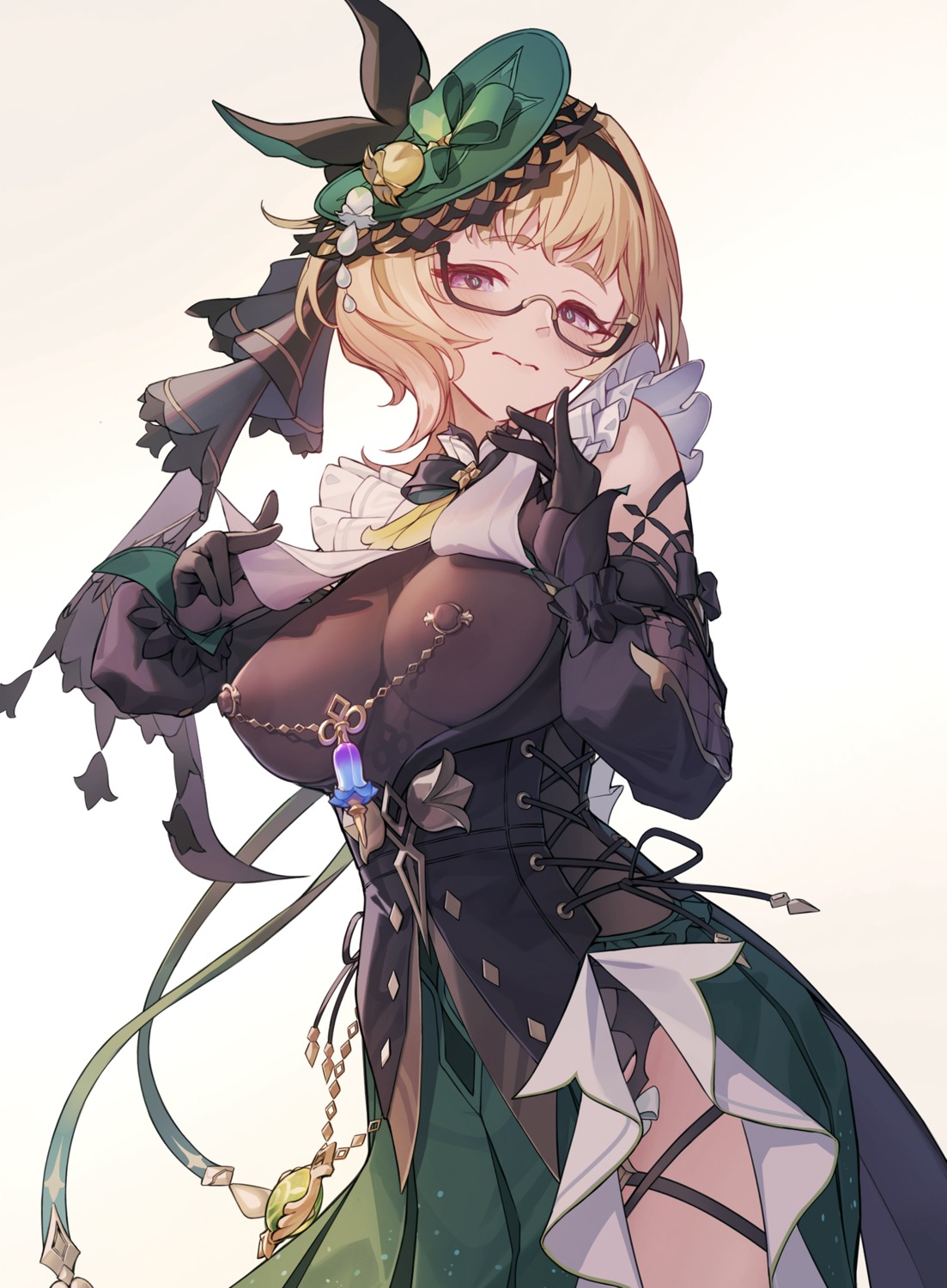 dress emilie erect_nipples garter genshin_impact megane u_suke