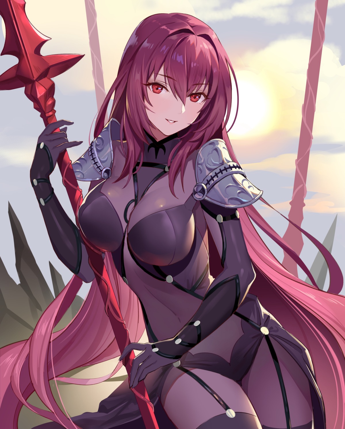 armor bodysuit fate/grand_order scathach_(fate/grand_order) teffish weapon