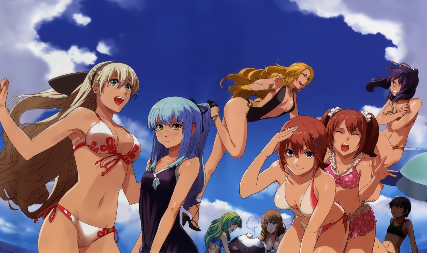 bikini cleavage eiyuu_densetsu eiyuu_densetsu:_zero_no_kiseki elie_macdowell enami_katsumi falcom ilya_platiere kea noel_seeker rixia_mao swimsuits tio_plato