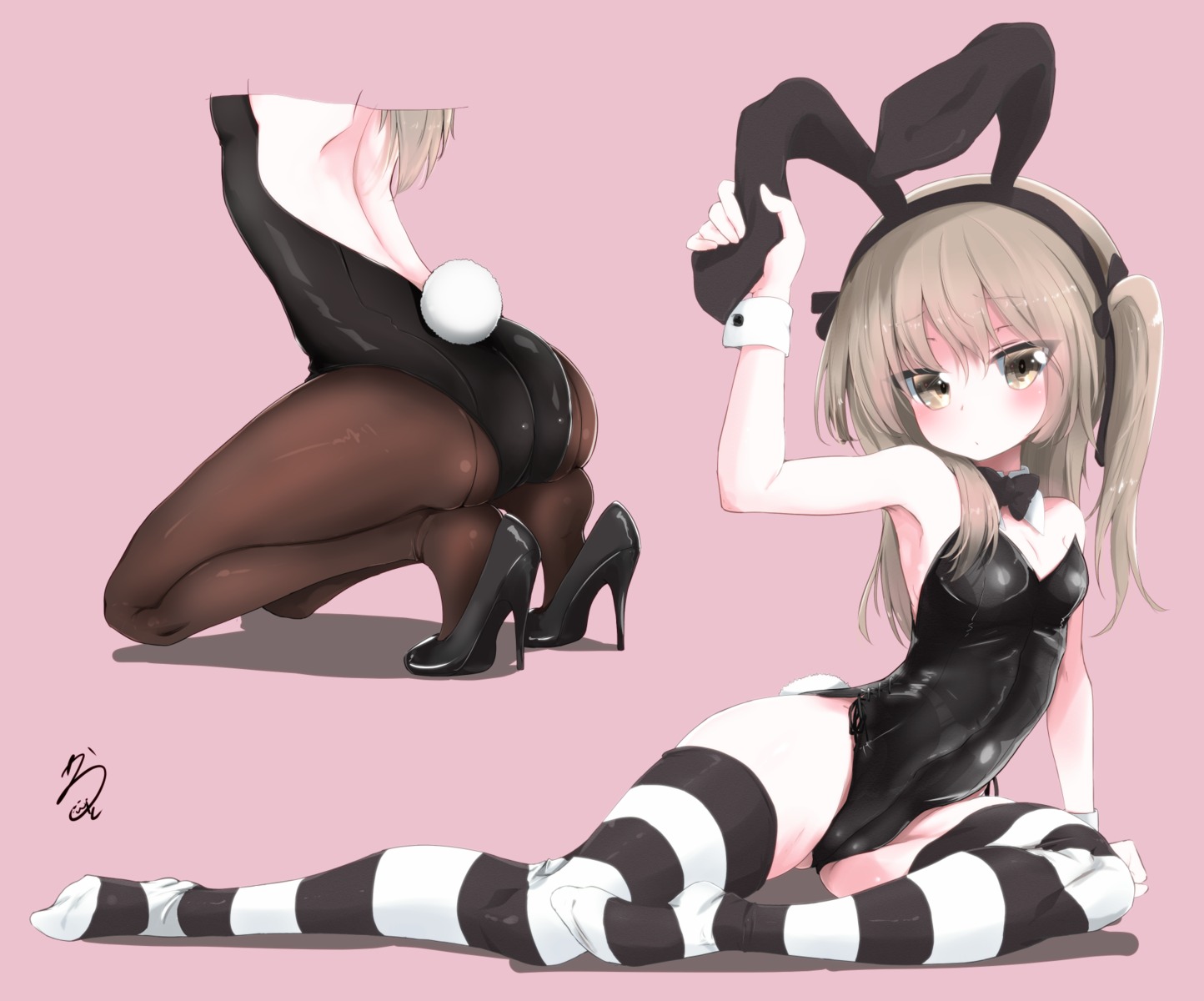 animal_ears ass bunny_ears bunny_girl cameltoe cleavage girls_und_panzer heels karashito loli pantyhose shimada_arisu tail thighhighs