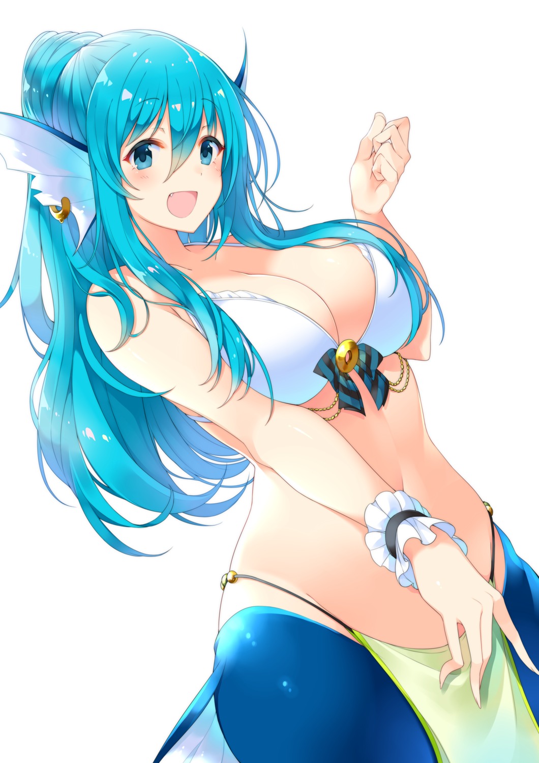 bikini_top breast_hold cleavage matsunoki mermaid monster_girl swimsuits