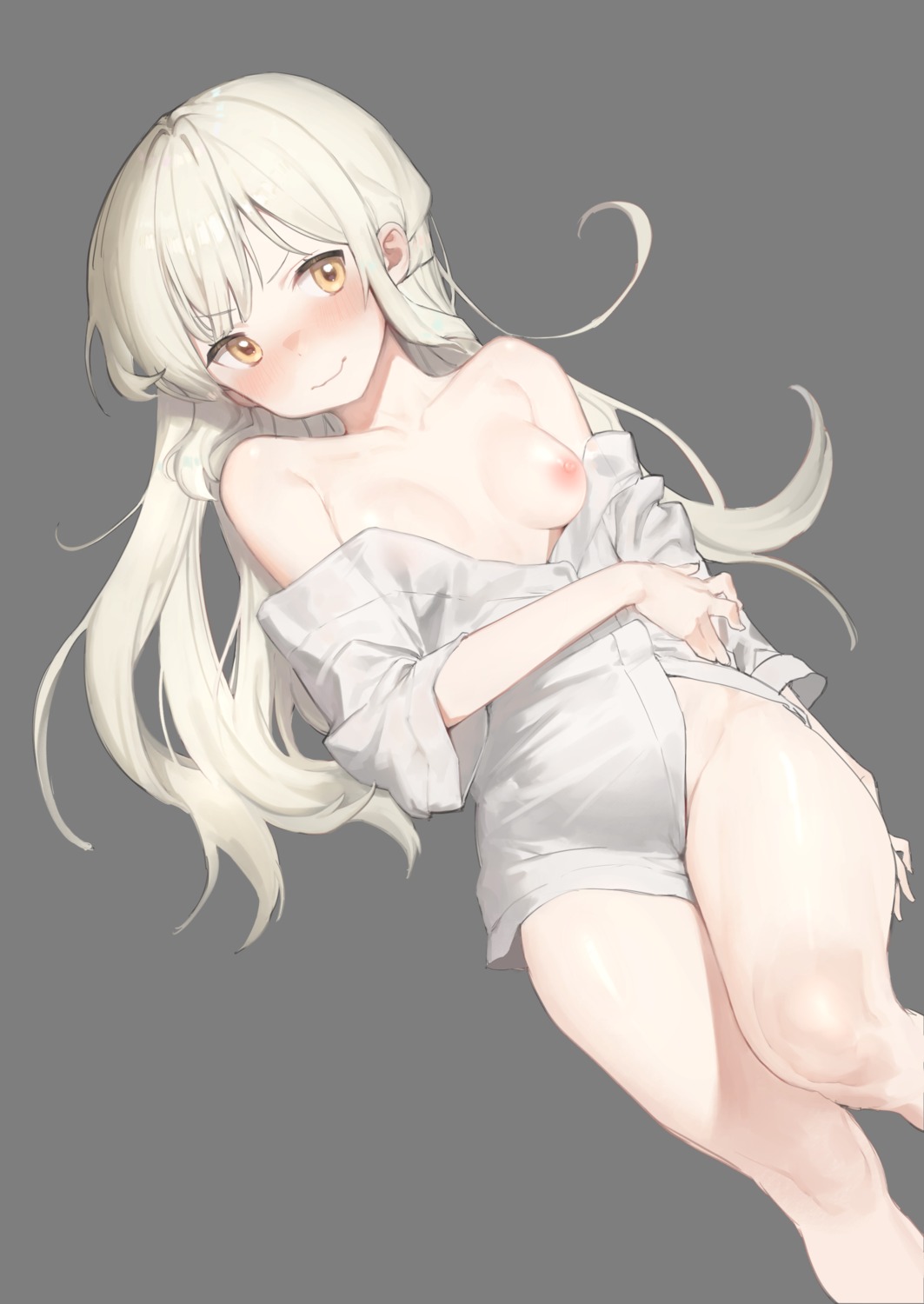 bottomless breasts cameltoe dress_shirt nipples no_bra open_shirt rubyaano_(ducl323) see_through transparent_png