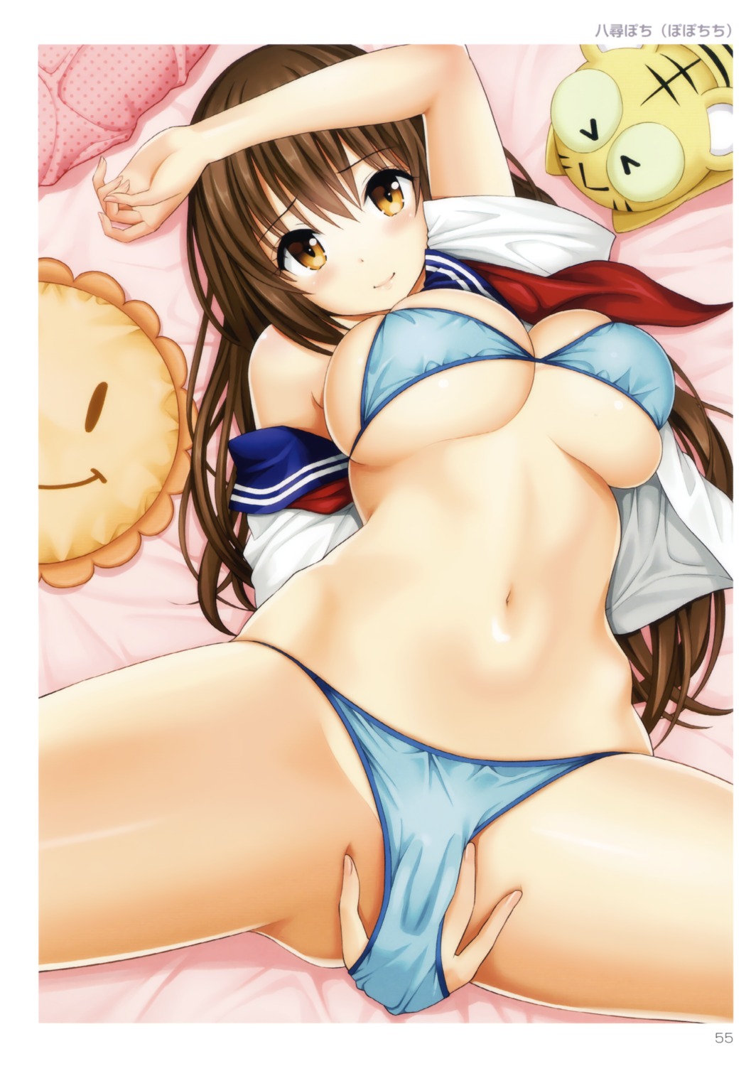 bikini open_shirt panty_pull seifuku swimsuits yahiro_pochi