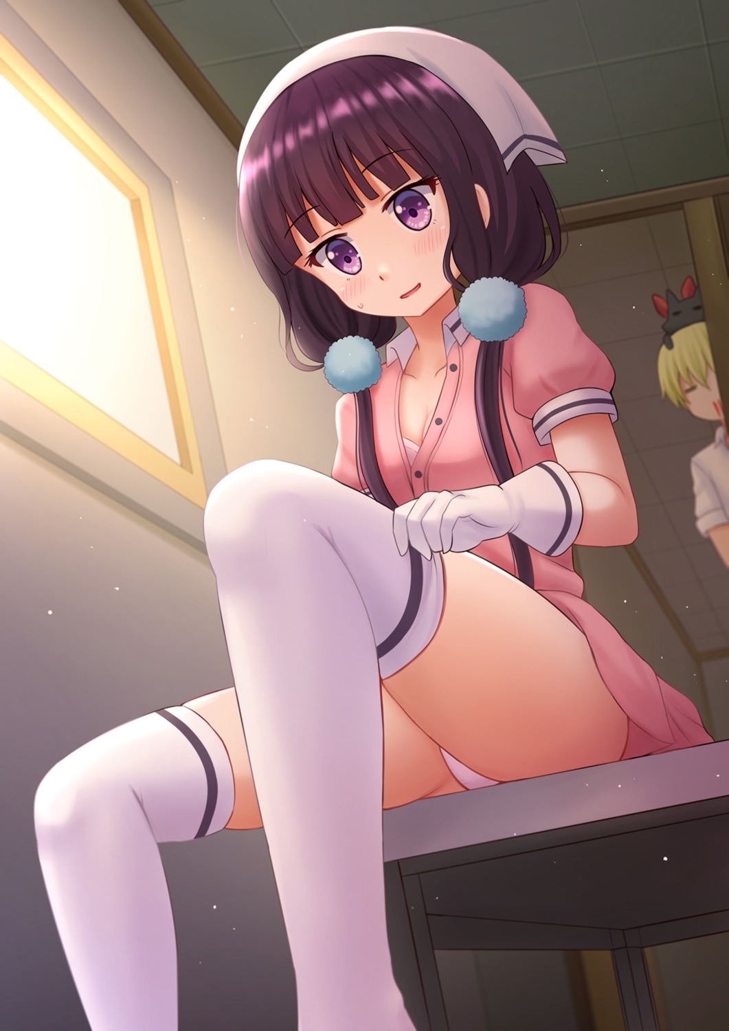 blend_s blood cleavage kazenokaze open_shirt pantsu sakuranomiya_maika thighhighs undressing