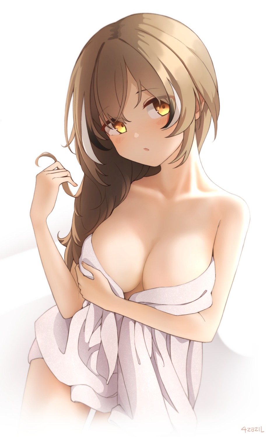 4zazil breast_hold hololive hololive_english nanashi_mumei towel