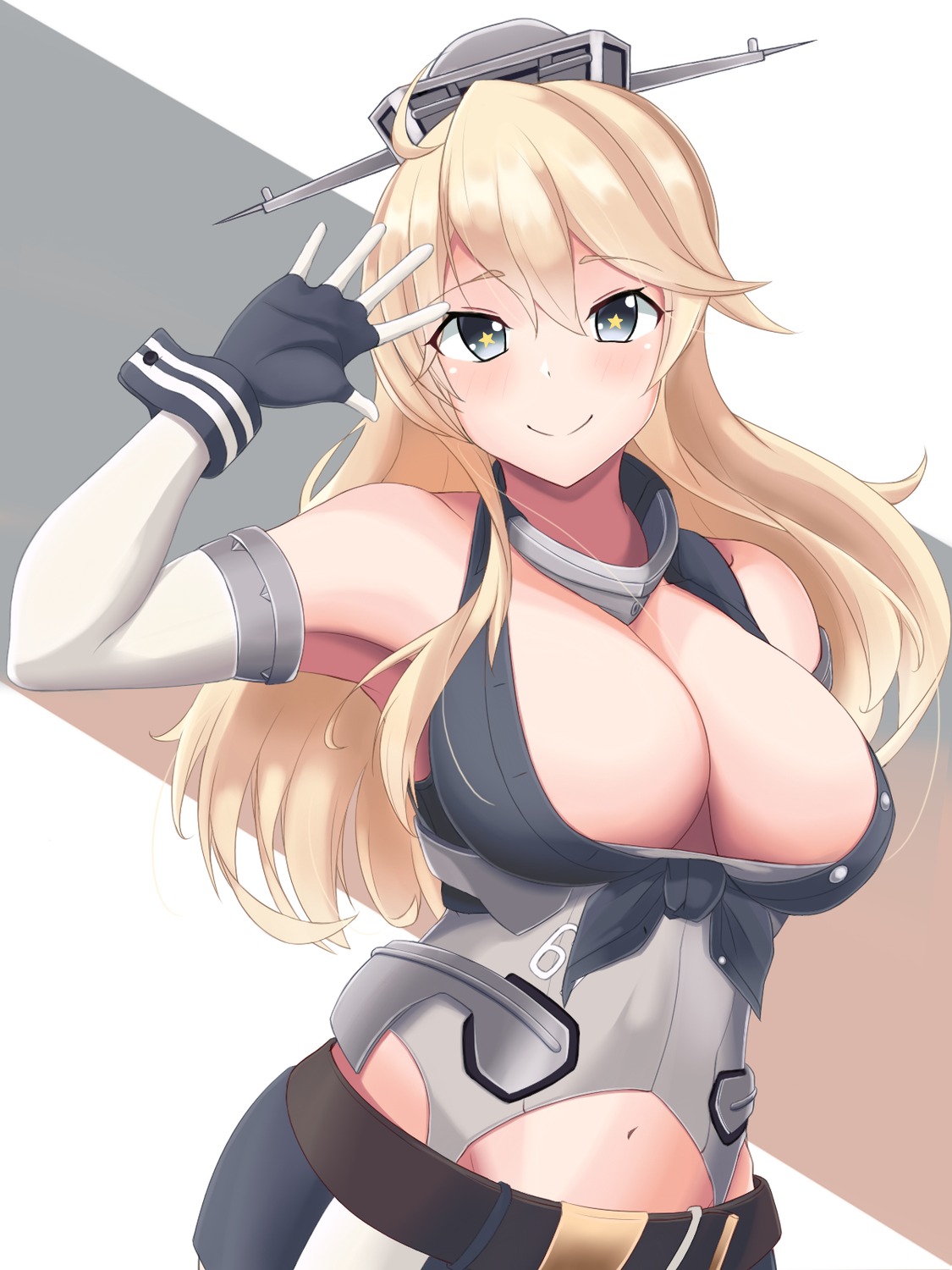 iowa_(kancolle) kakko026 kantai_collection no_bra open_shirt uniform