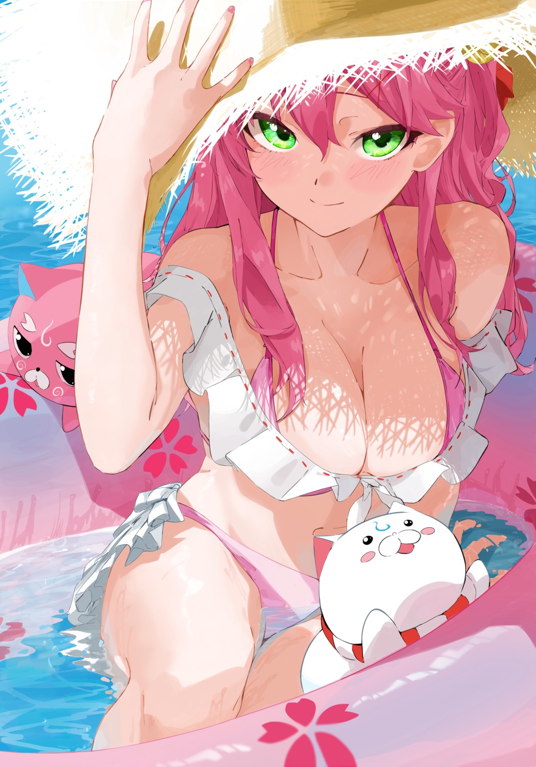 bikini hololive neko sakura_miko swimsuits tarutaru_(ryousuke) wet