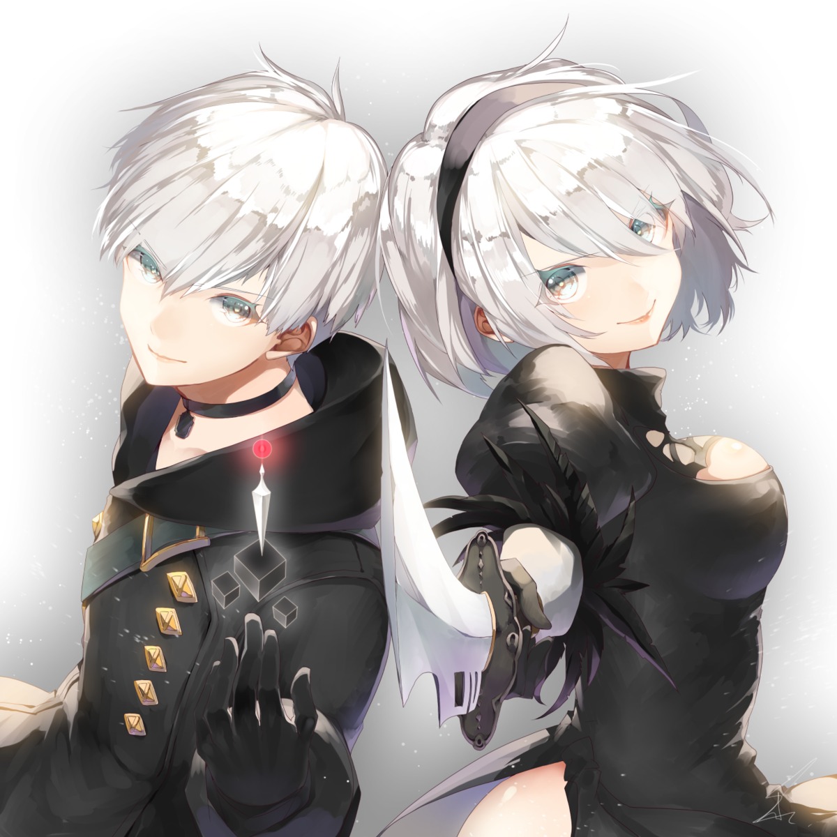 dress nier_automata saihate sword yorha_no.2_type_b yorha_no._9_type_s