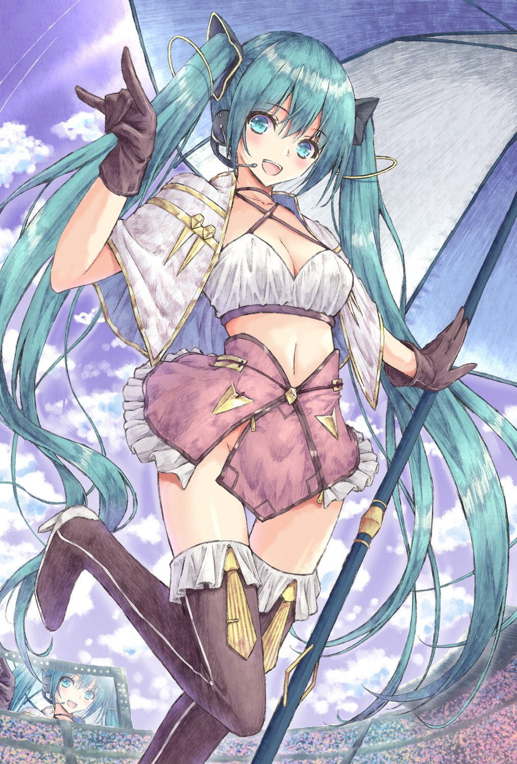 aramachi cleavage hatsune_miku heels nopan thighhighs vocaloid