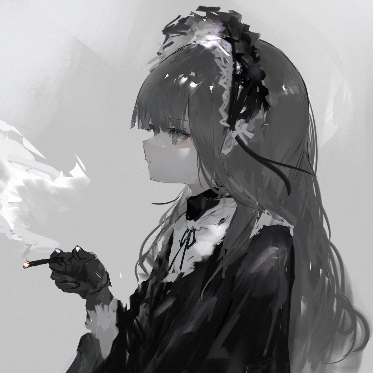 gothic_lolita lolita_fashion misumigumi sketch smoking