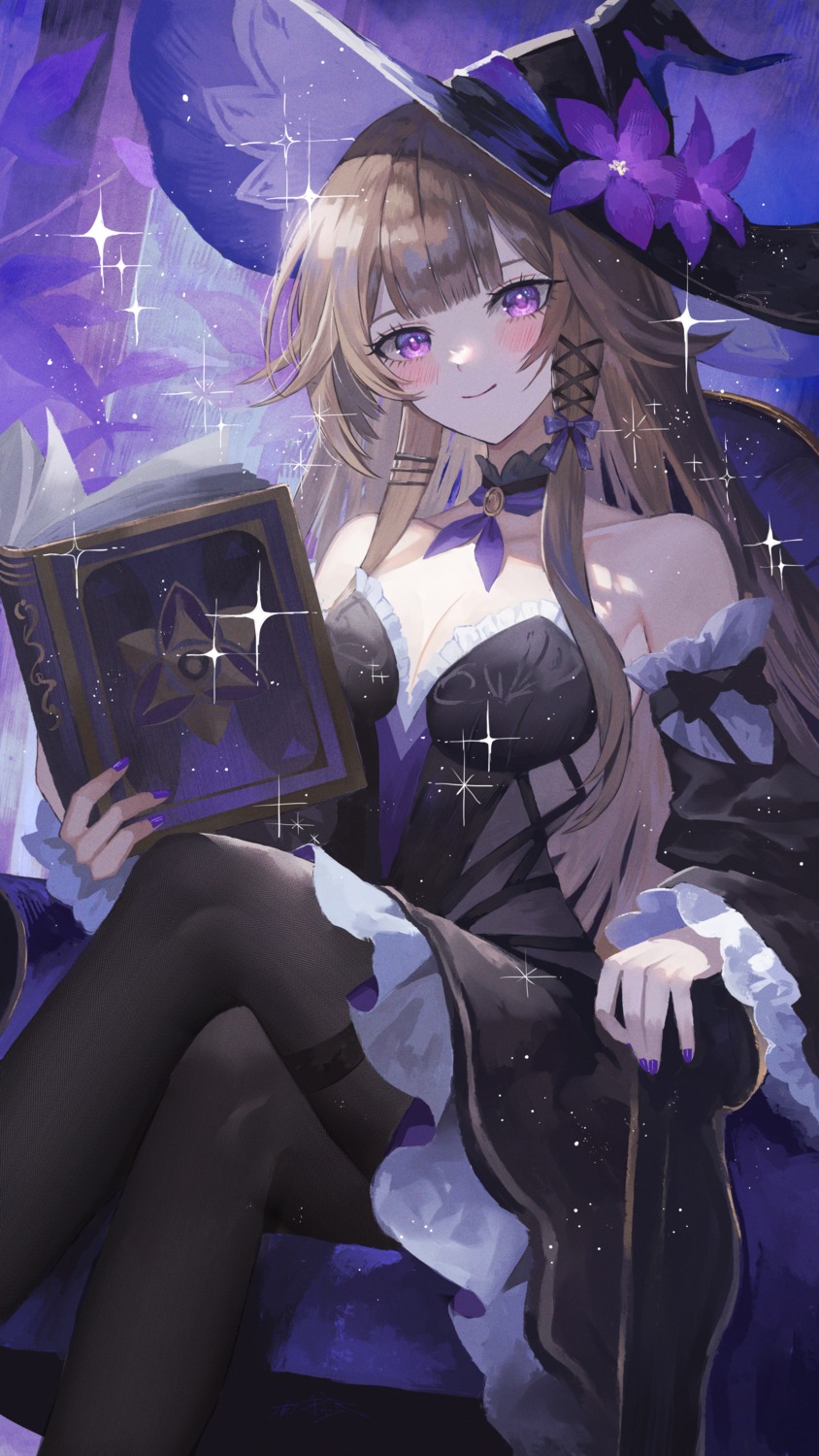 dress garter herta honkai:_star_rail no_bra pantyhose skirt_lift witch yumeno_yume