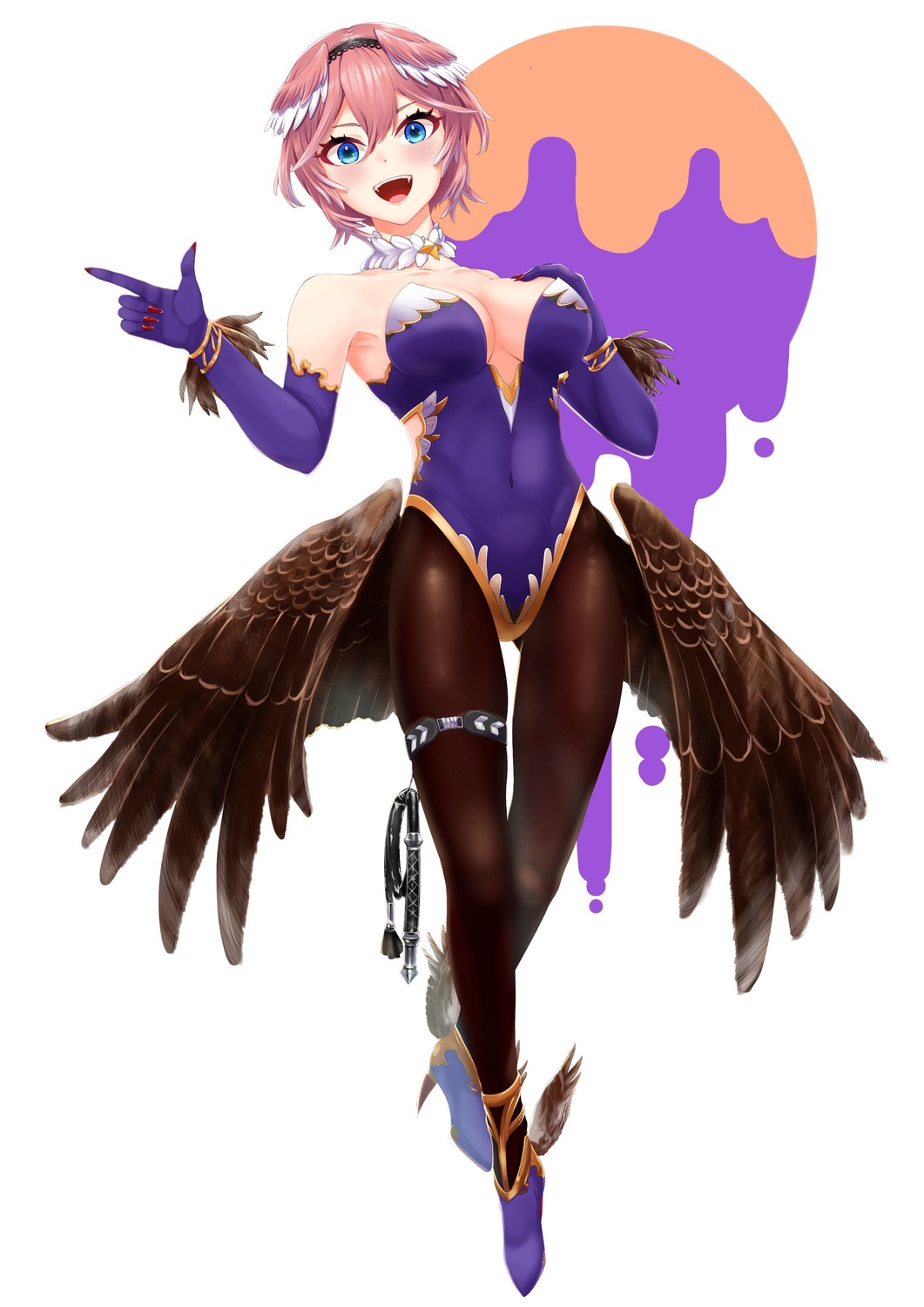 garter halloween heels hololive leotard meltdowner_0 pantyhose takane_lui weapon wings