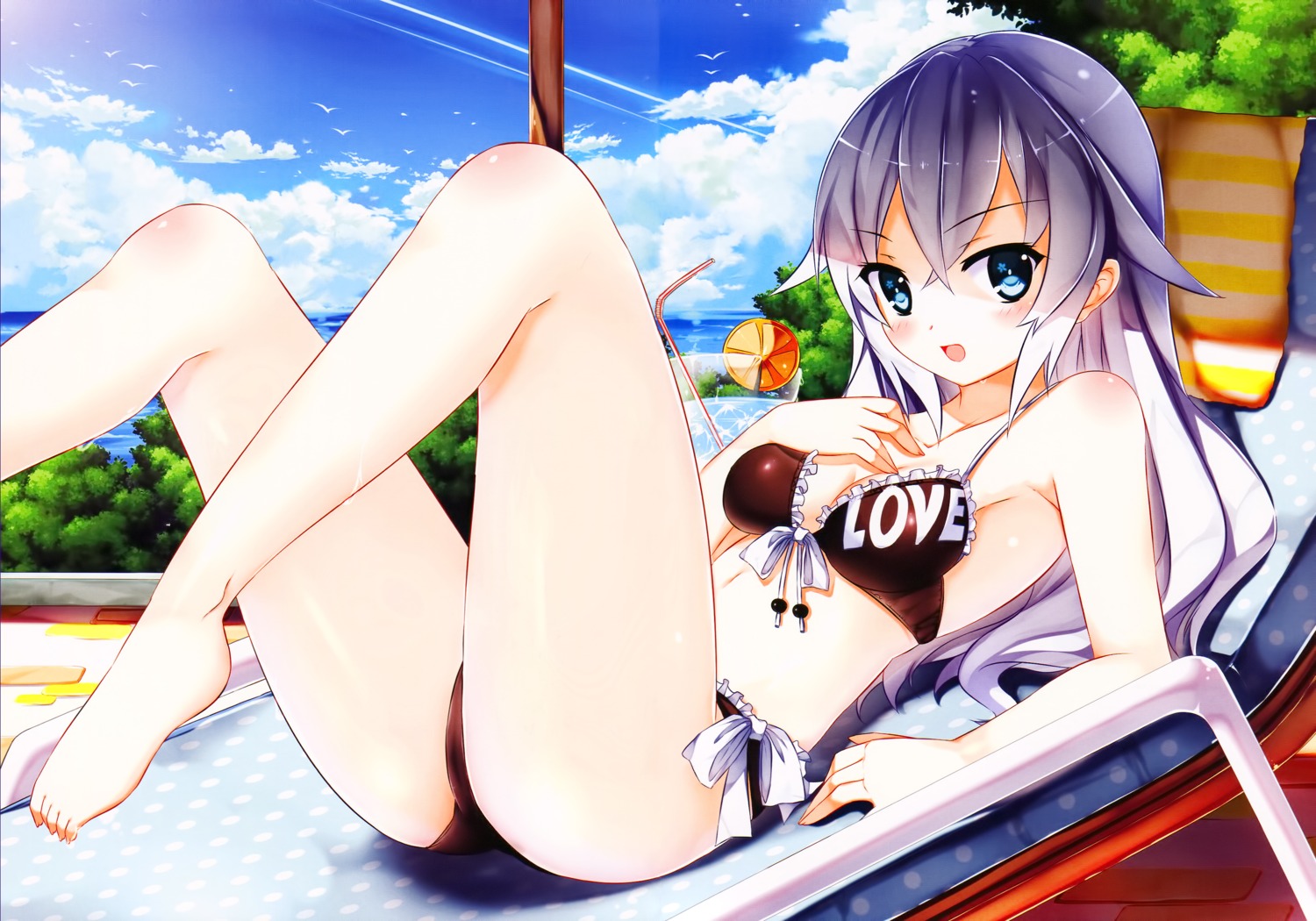 bikini choujigen_game_neptune cleavage color_issue feet kaho_okashii noire screening swimsuits