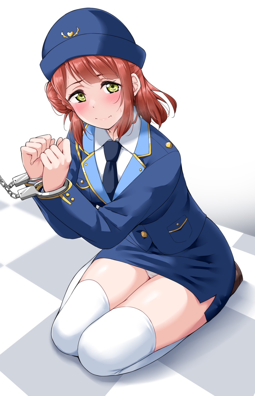 bondage love_live!_nijigasaki_high_school_idol_club pantsu police_uniform skirt_lift thighhighs uehara_ayumu yopparai_oni