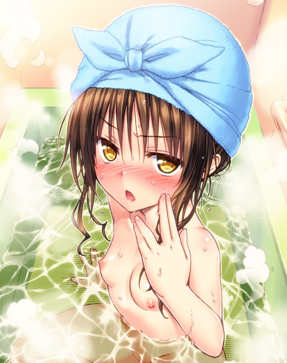 bathing loli naked nipples to_love_ru to_love_ru_darkness towel wet yabuki_kentarou yamaiwa_shuuhai yuuki_mikan