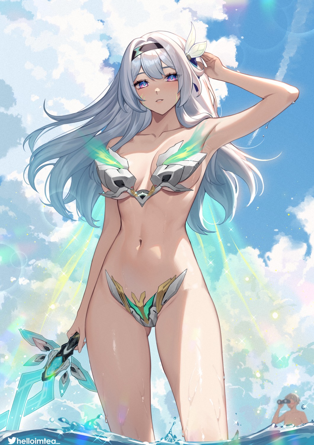 bikini_armor firefly helloimtea honkai:_star_rail sword wet