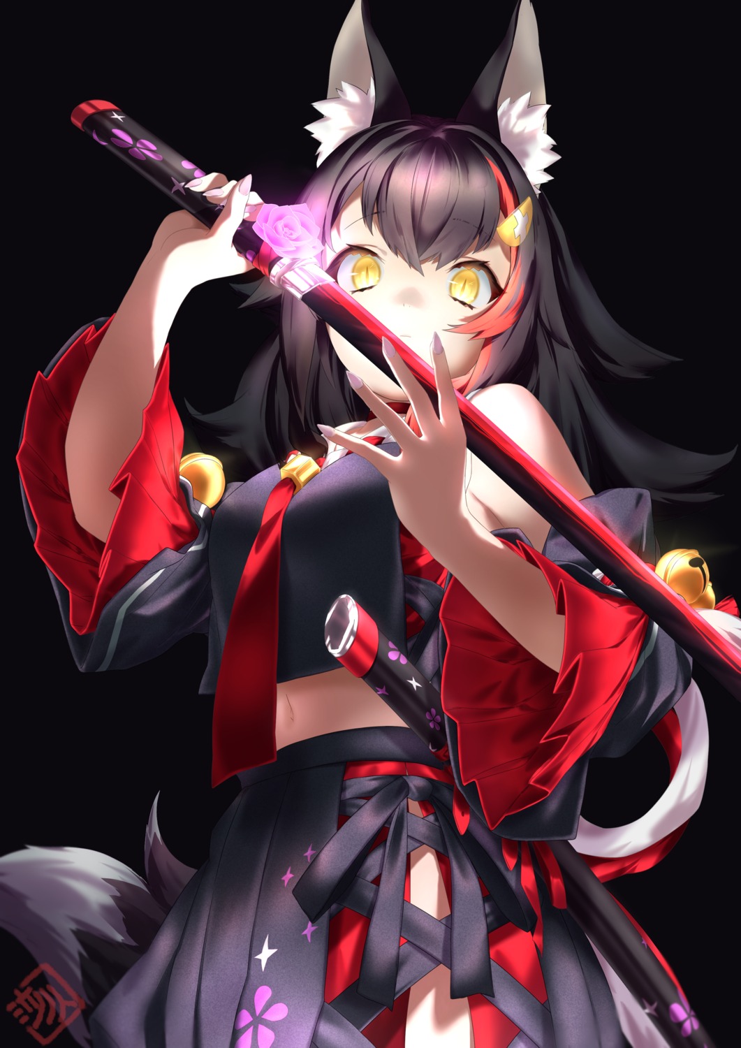 animal_ears hololive hololive_gamers nakinohito ookami_mio seifuku sword tail