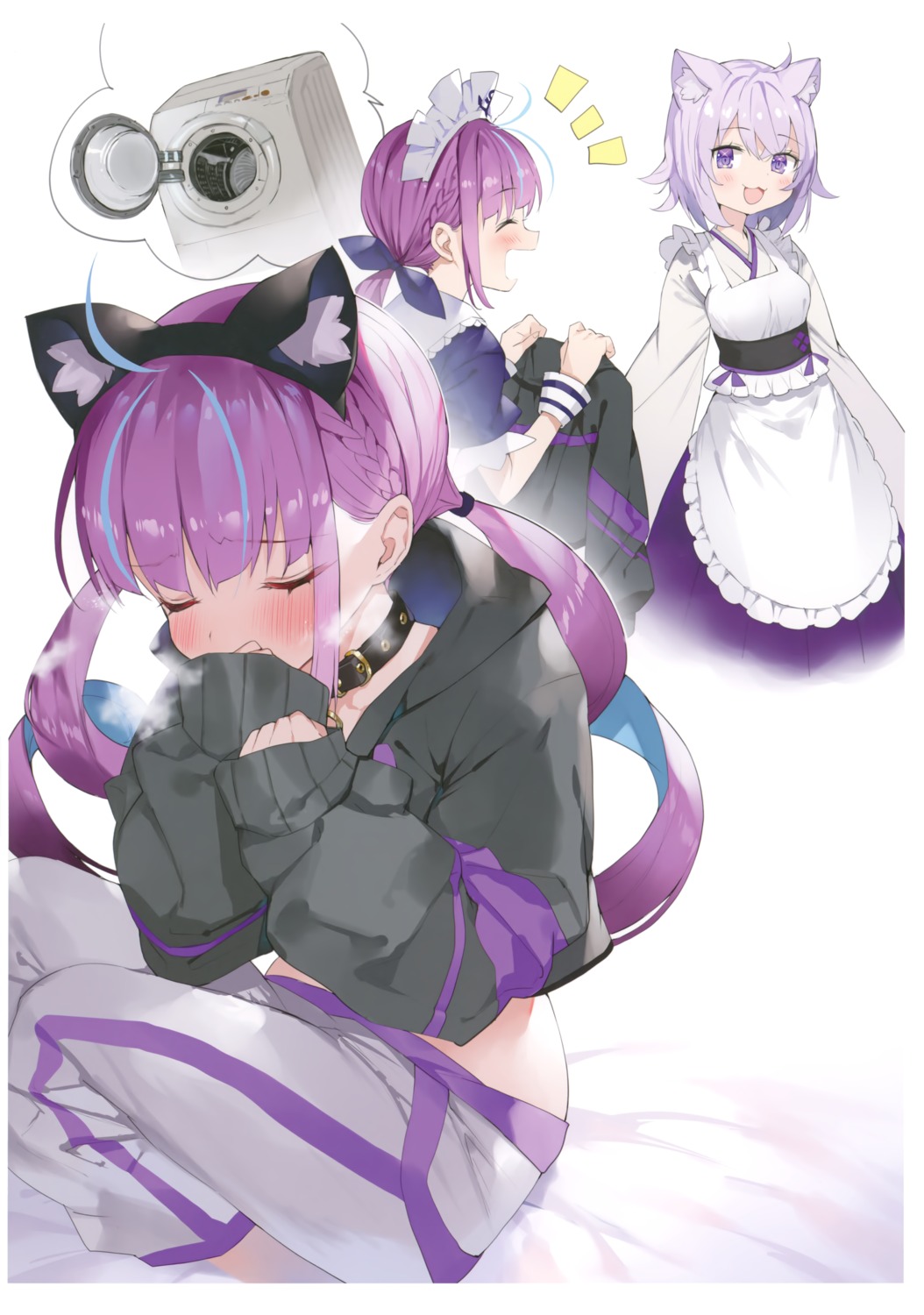 animal_ears gaou_(matsulatte) hololive hololive_gamers macaron_taitei minato_aqua nekomata_okayu nekomimi