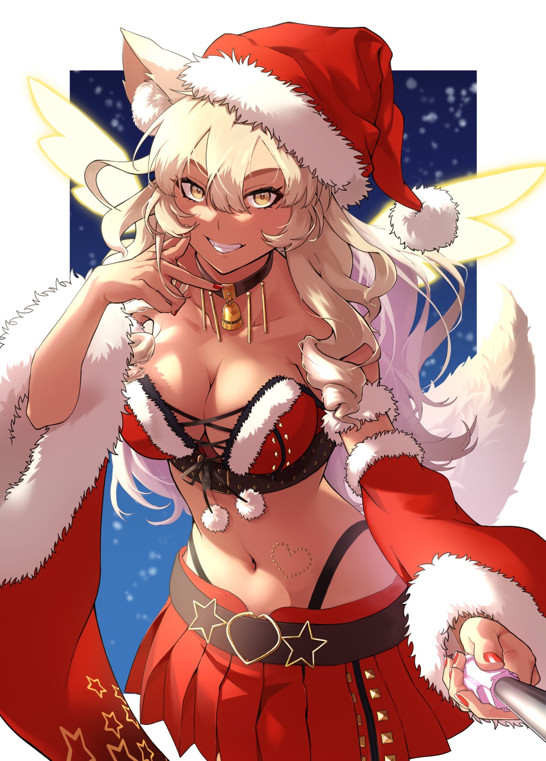 animal_ears bra christmas fate/grand_order hidariude pantsu suzuka_gozen_(fate/grand_order) tail wings