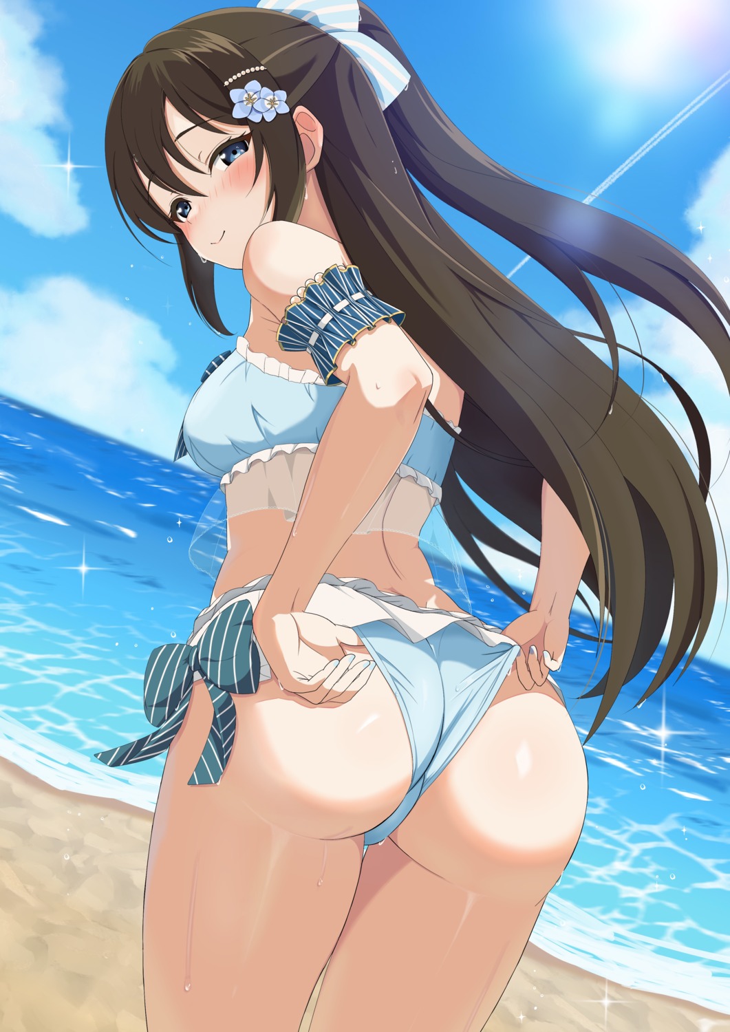 ass bikini love_live!_nijigasaki_high_school_idol_club ousaka_shizuku see_through swimsuits thong wet zanpon