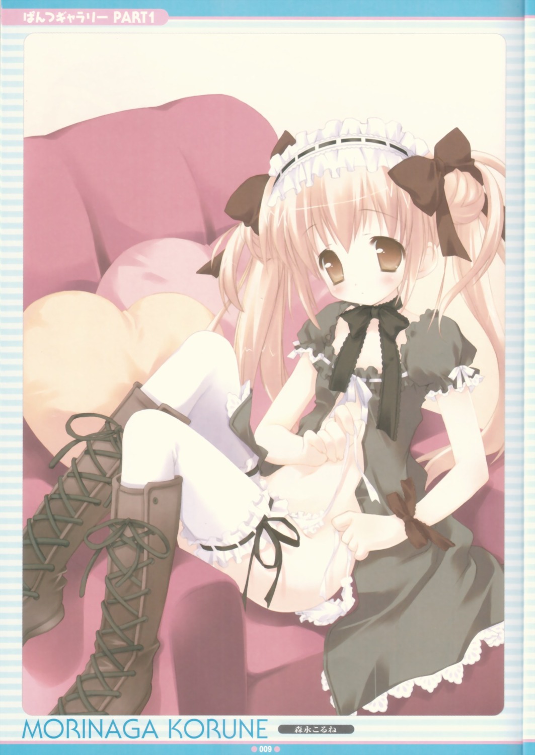 gothic_lolita lolita_fashion morinaga_korune pantsu string_panties thighhighs undressing