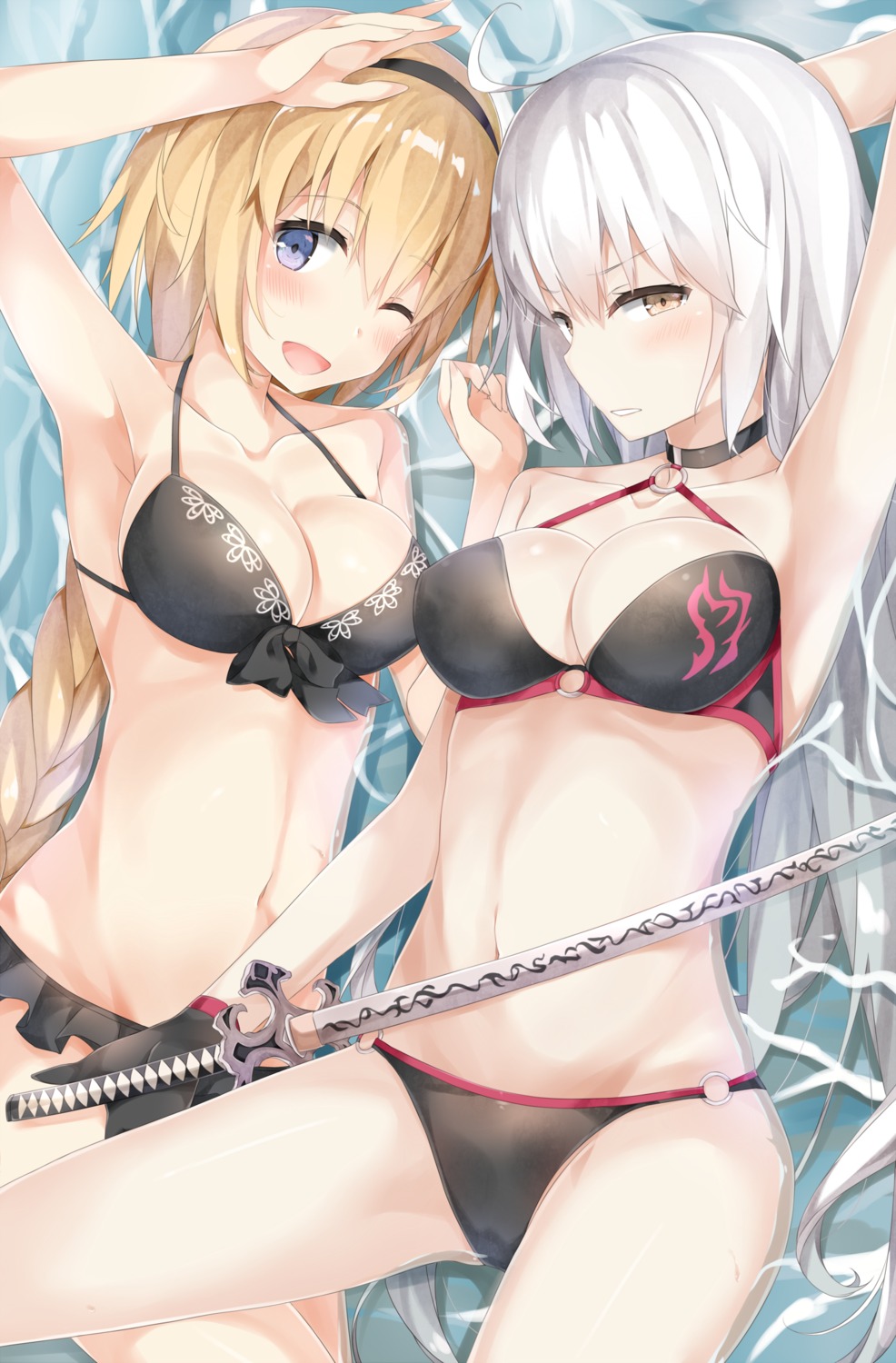 7gao bikini cleavage fate/grand_order jeanne_d'arc jeanne_d'arc_(alter)_(fate) jeanne_d'arc_(fate) swimsuits sword wet