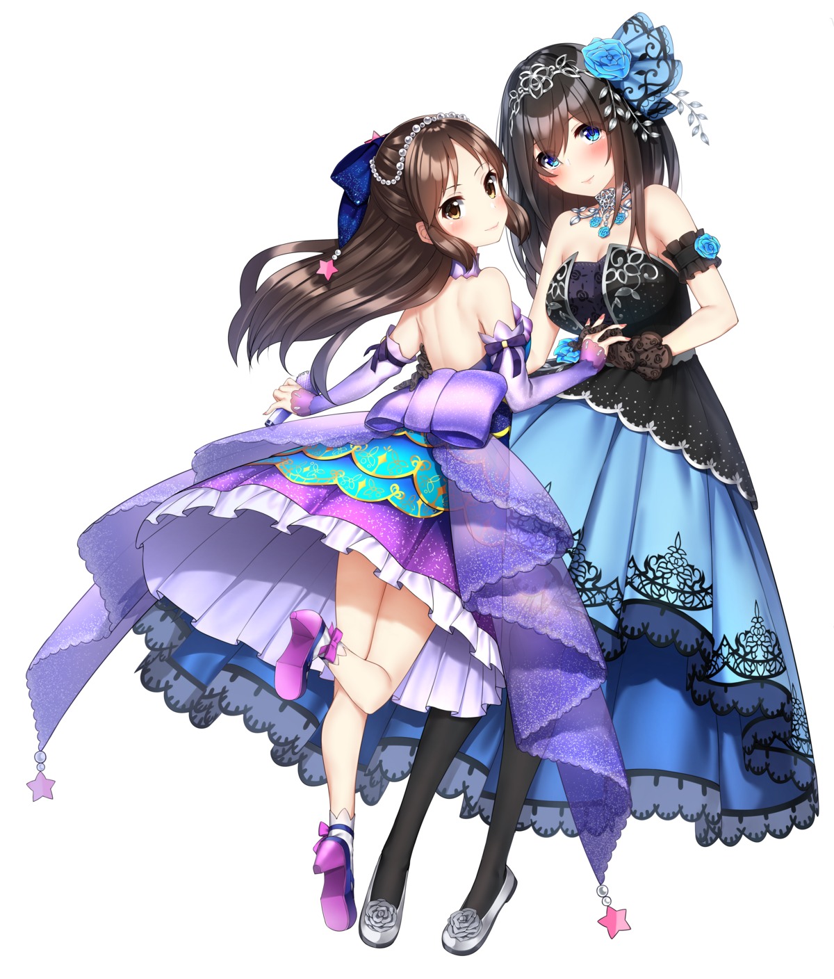 cleavage dress go-1 heels sagisawa_fumika tachibana_arisu the_idolm@ster the_idolm@ster_cinderella_girls the_idolm@ster_cinderella_girls_u149