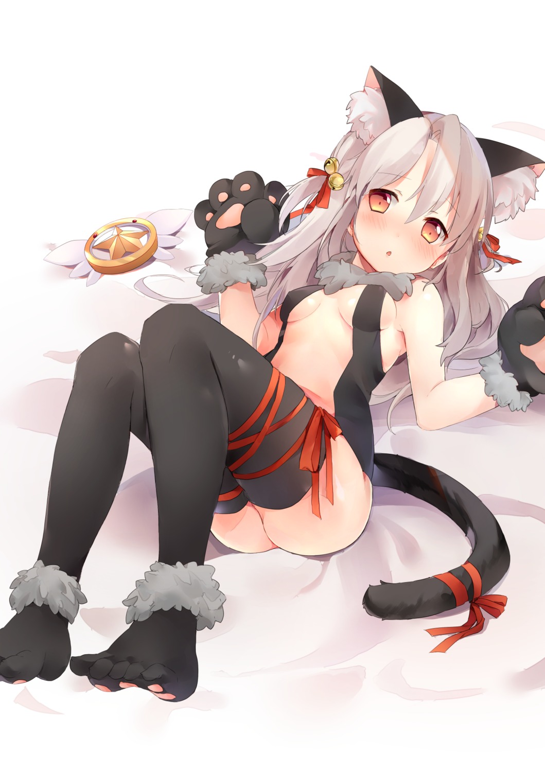 amafuyu animal_ears fate/kaleid_liner_prisma_illya fate/stay_night feet illyasviel_von_einzbern leotard nekomimi no_bra tail thighhighs