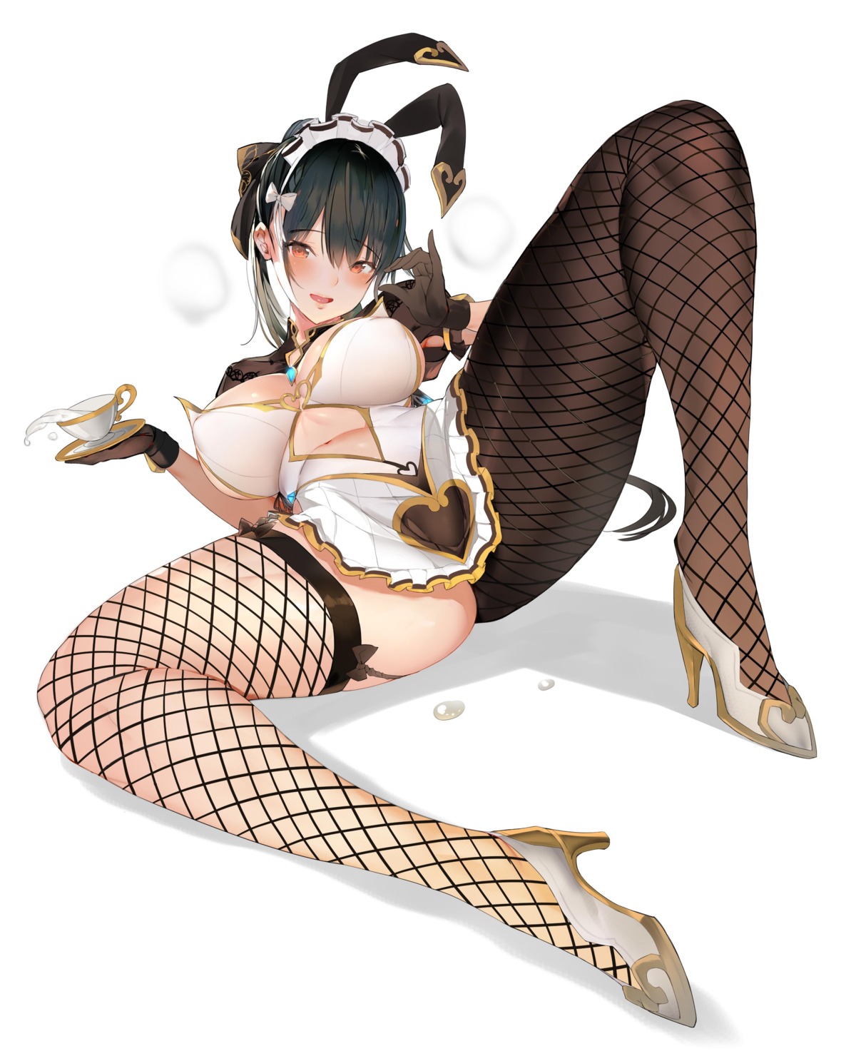 animal_ears bunny_ears bunny_girl erect_nipples fishnets heels momi see_through stockings thighhighs