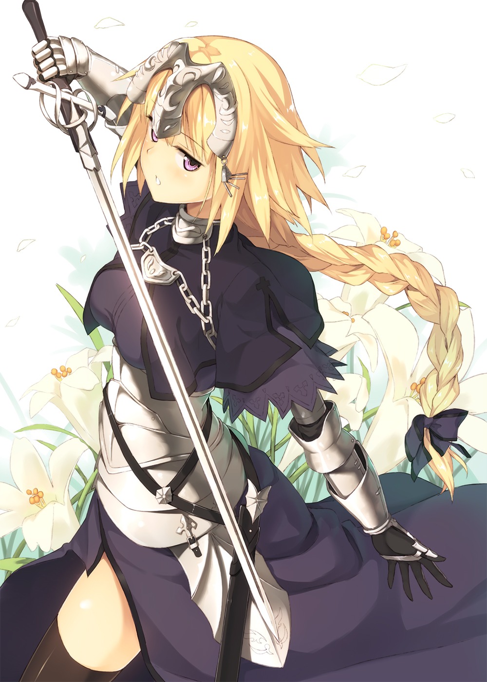 armor fate/apocrypha fate/stay_night jeanne_d'arc jeanne_d'arc_(fate) kinta_(distortion) sword thighhighs