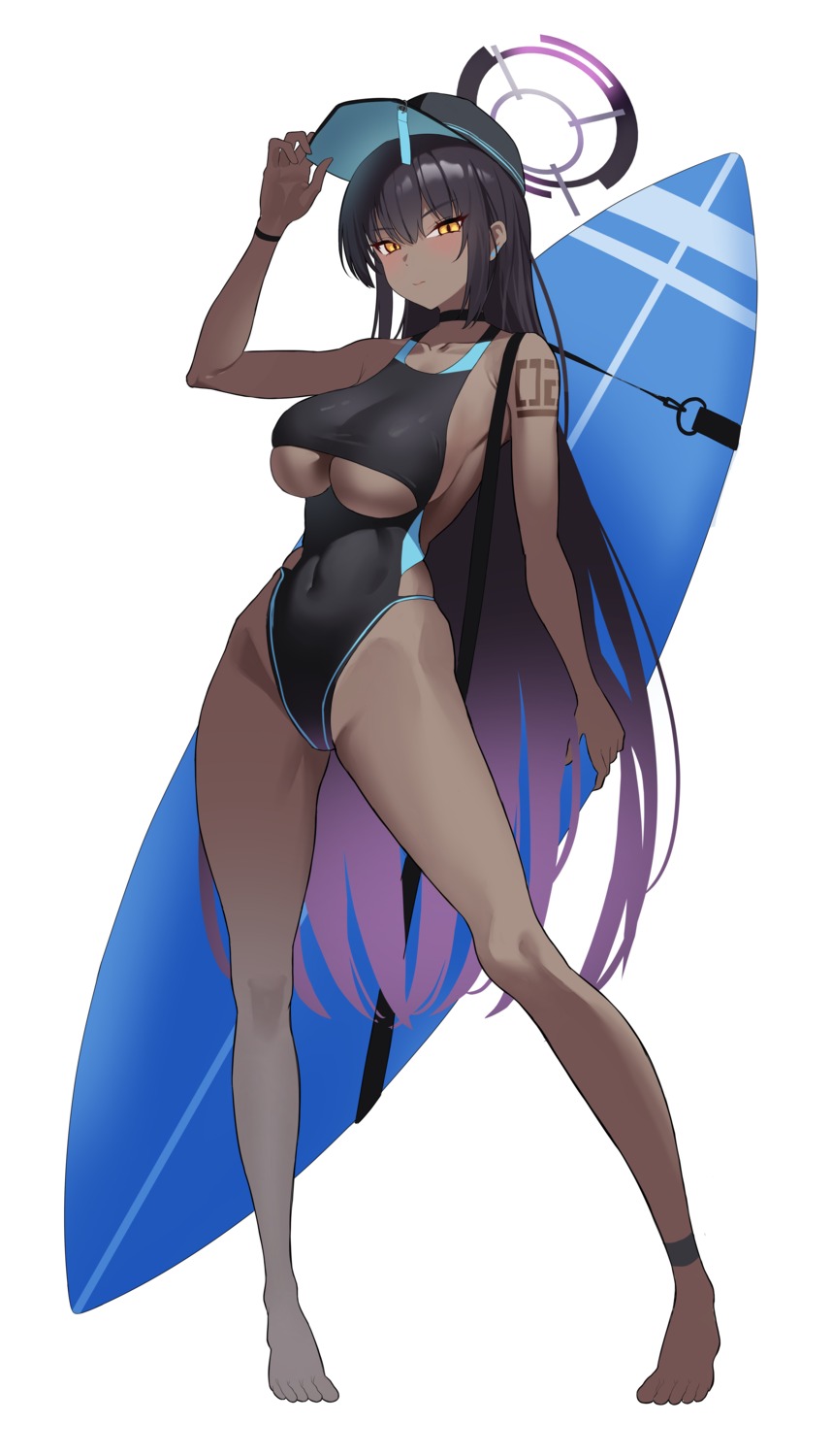 blue_archive halo kakudate_karin ojisan_kamo_shiremasen swimsuits tattoo