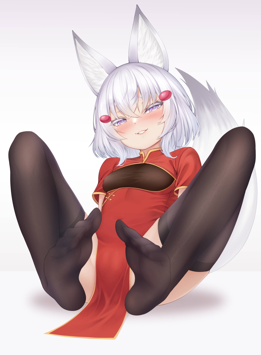 animal_ears chinadress feet john_zerowb loli phase_connect tail tenma_maemi thighhighs