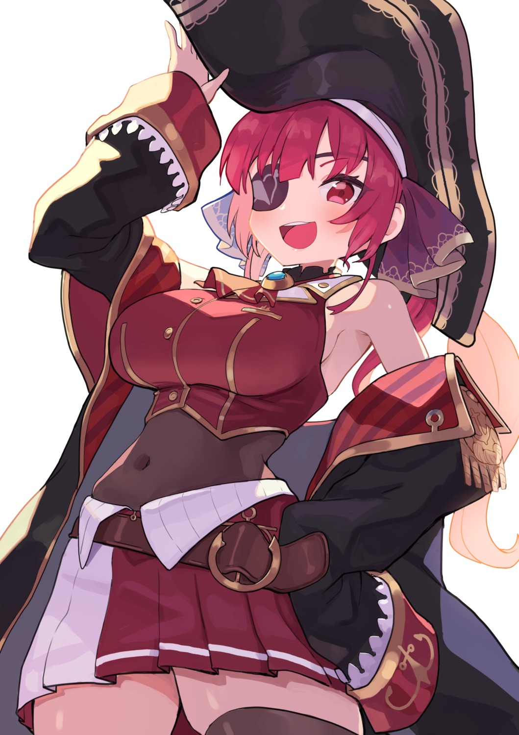 eyepatch hololive houshou_marine moutama pirate thighhighs