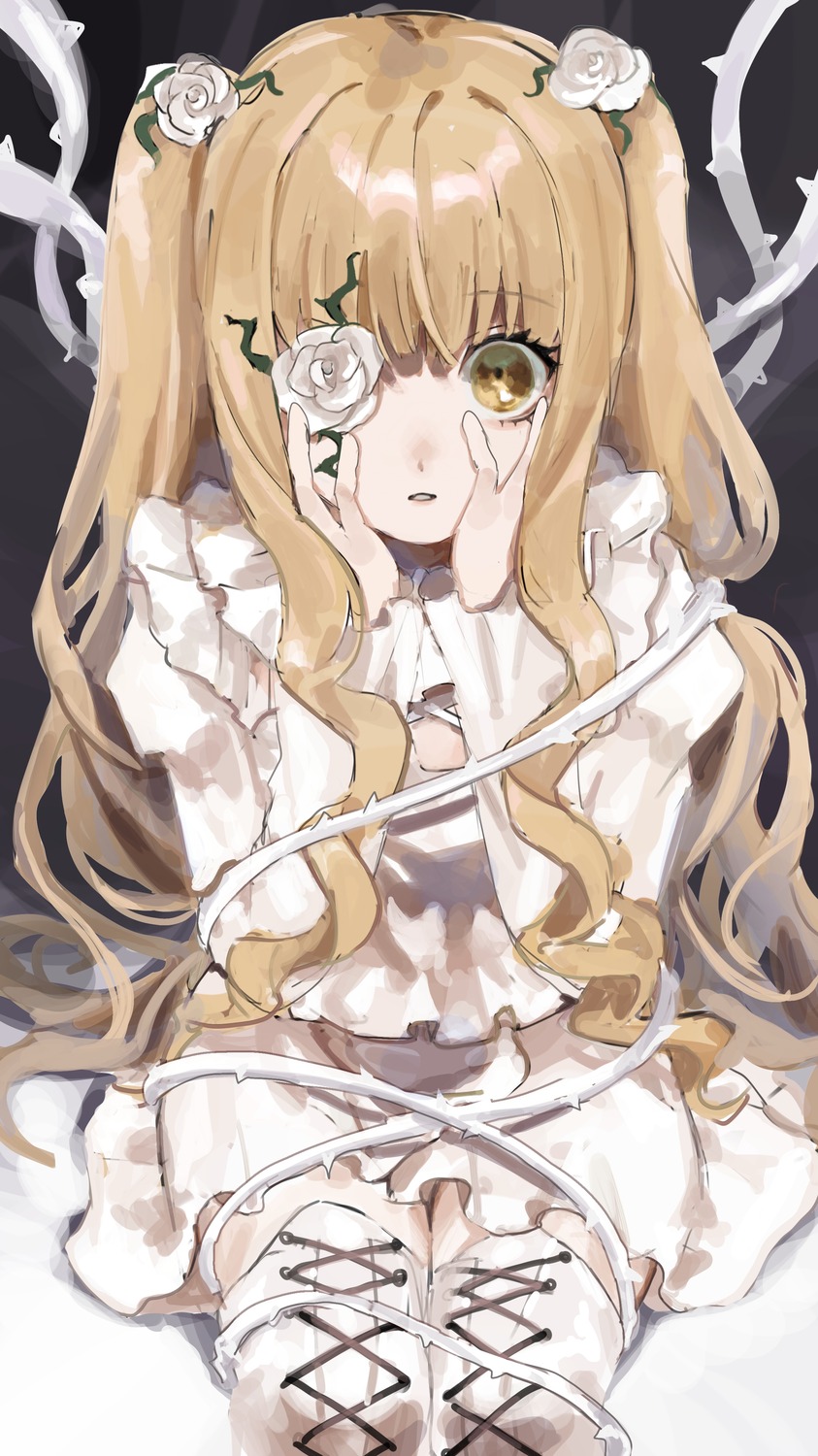 bondage dress eyepatch kani_samurai kirakishou rozen_maiden sketch thighhighs