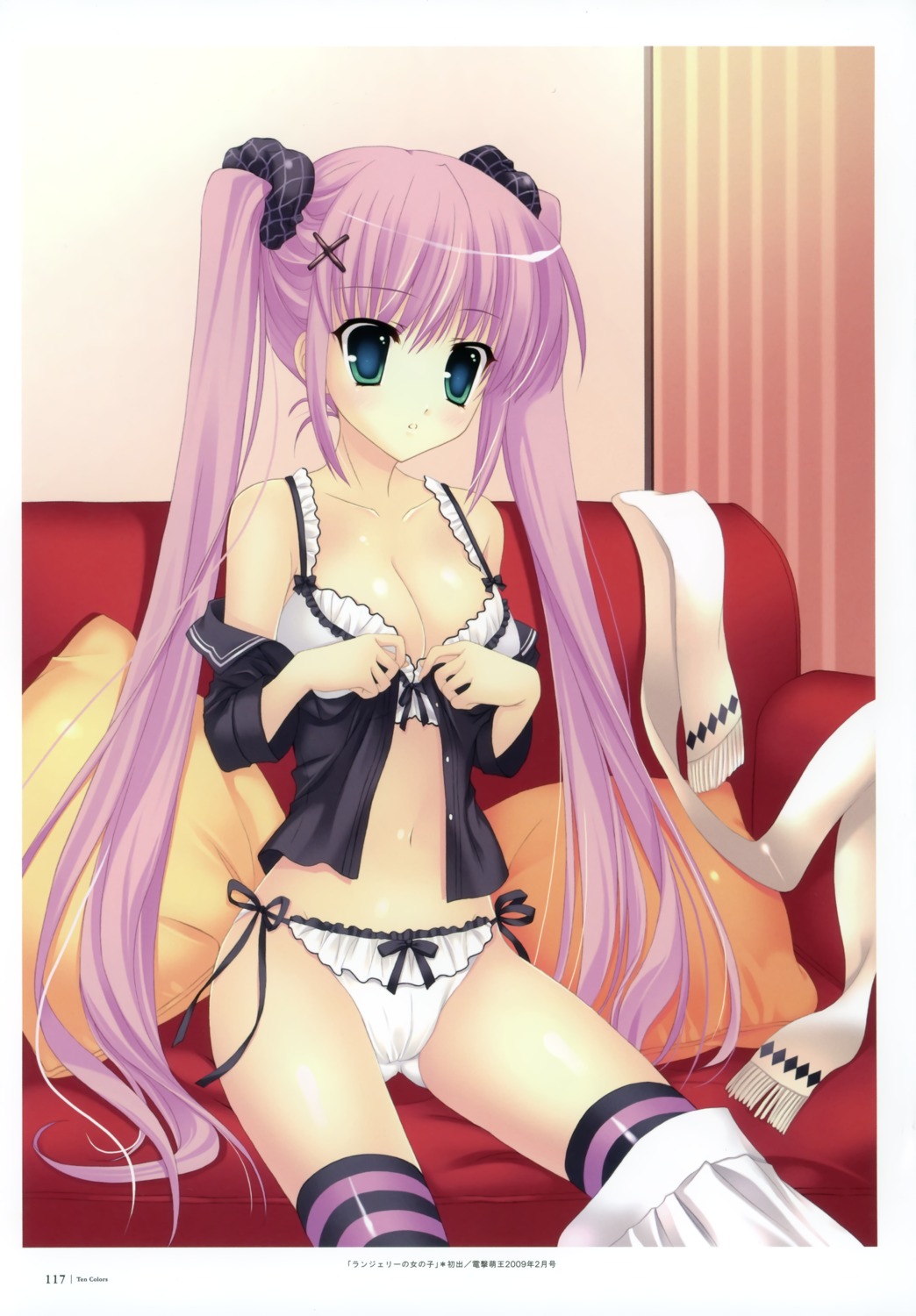 bra cleavage mitha pantsu string_panties thighhighs undressing