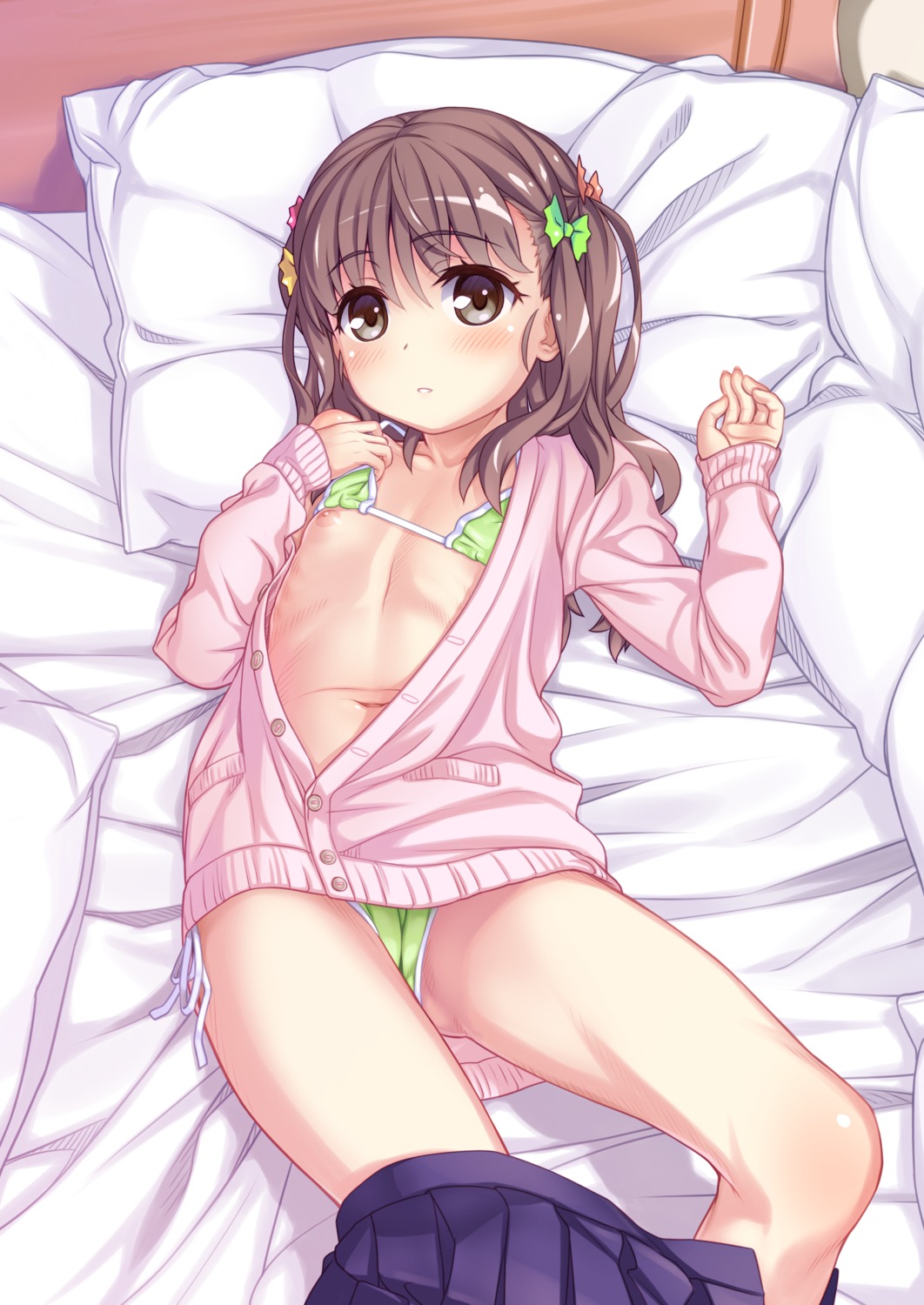 aoi_kumiko bikini cameltoe loli nipples open_shirt seifuku sweater swimsuits