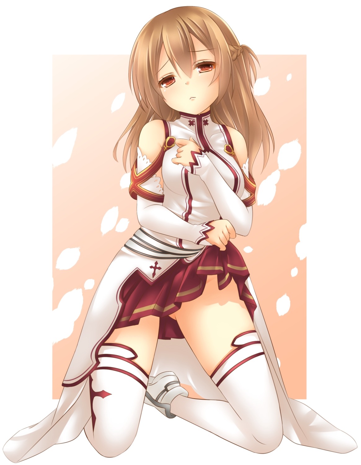 asuna_(sword_art_online) miko_92 nopan skirt_lift sword_art_online thighhighs