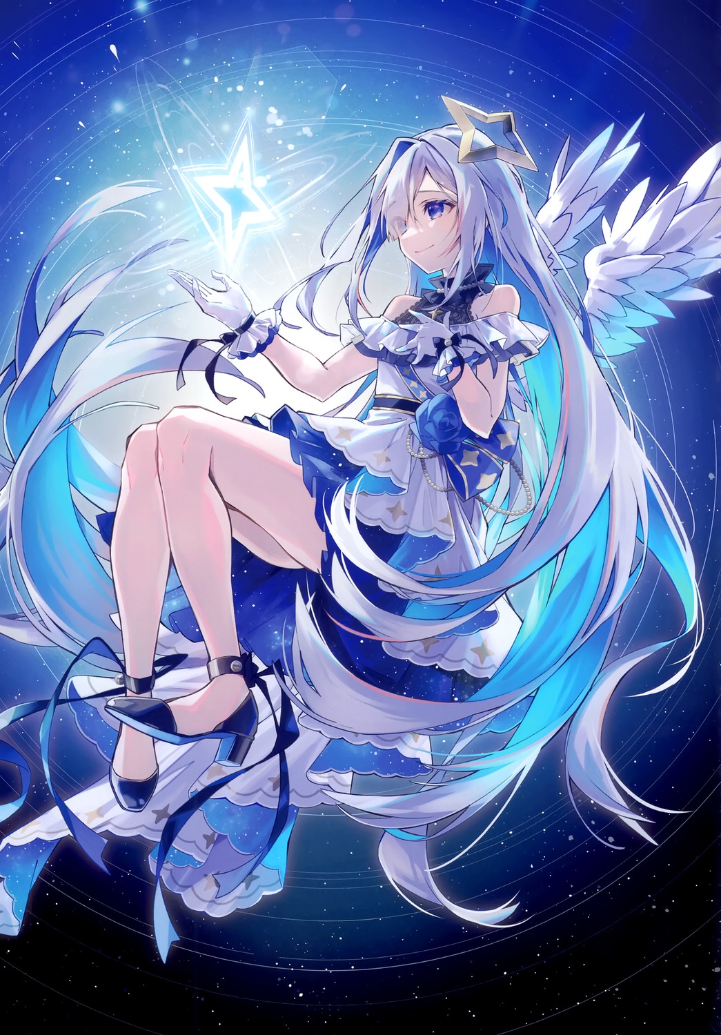 amane_kanata angel dress heels hololive oshioshio oshioshio_(circle) wings